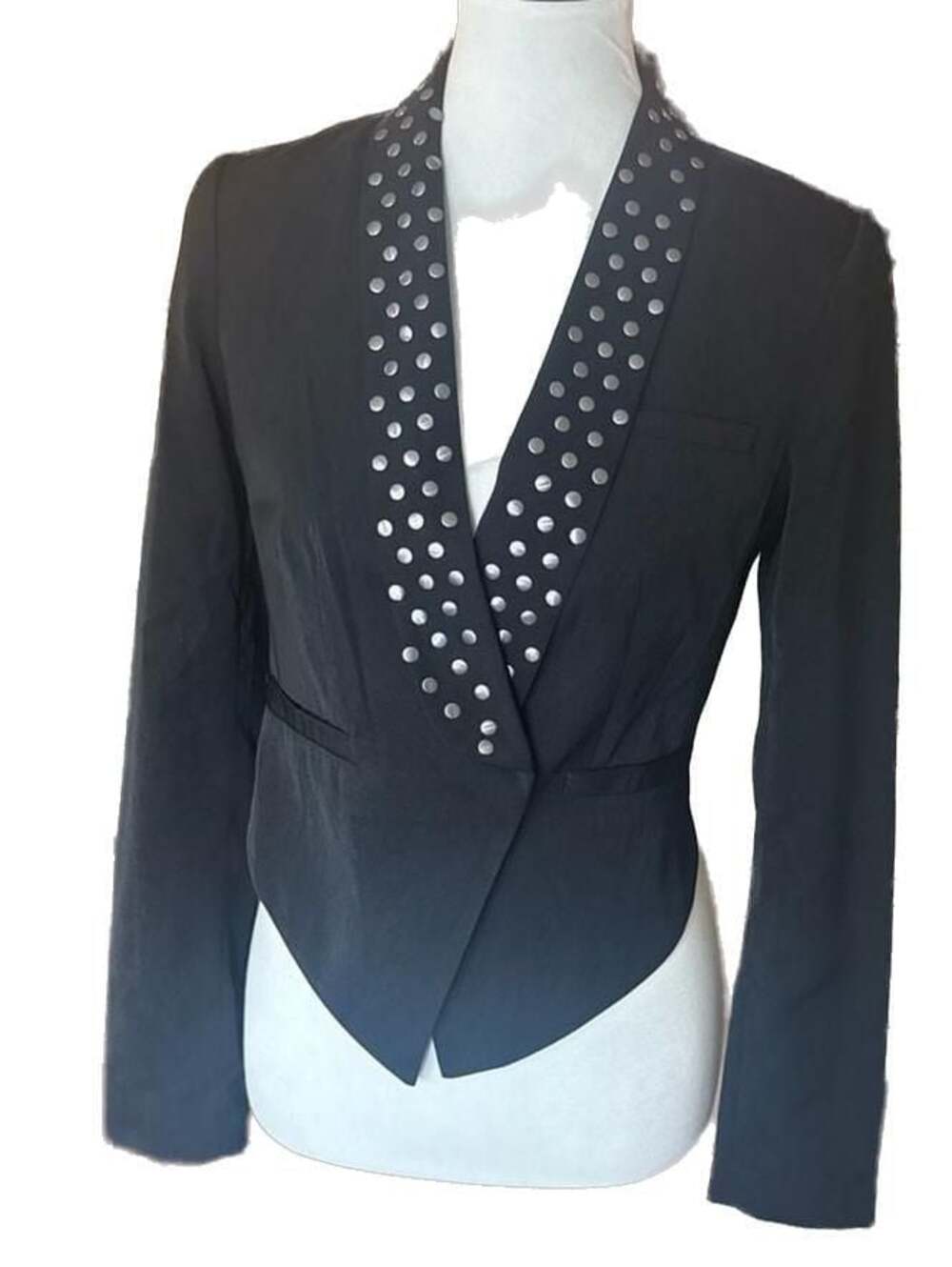 Vero Moda Black Cropped Blazer with Studded Lapel Small (6)